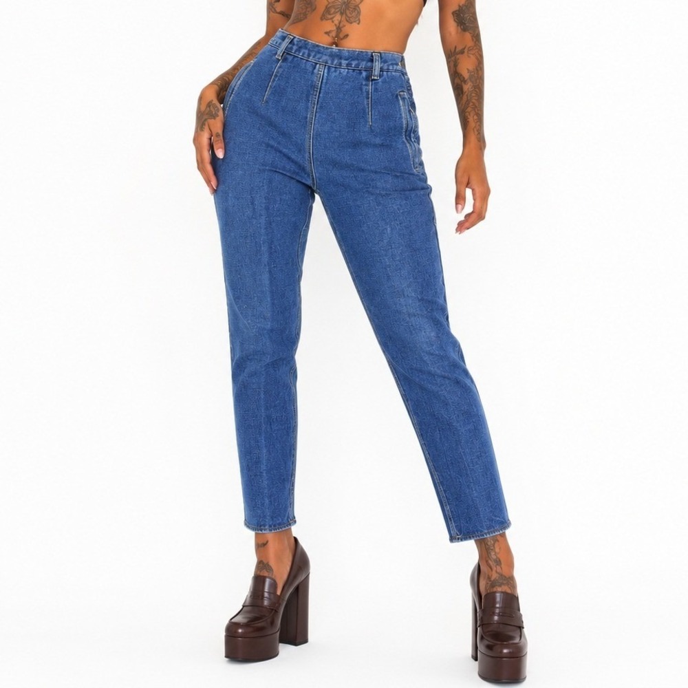 Liz Wear Vintage Stirrup Jeans Womens 2 High Rise Pleated Tapered Medium Wash
